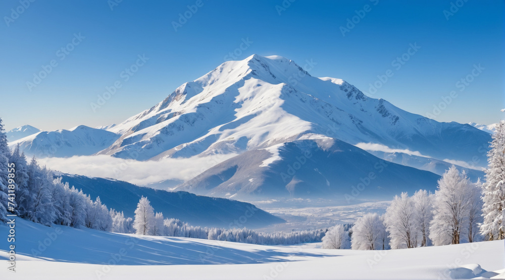 The view of the mountains covered in snow looks very beautiful with the bright blue sky. Mountain wallpapers