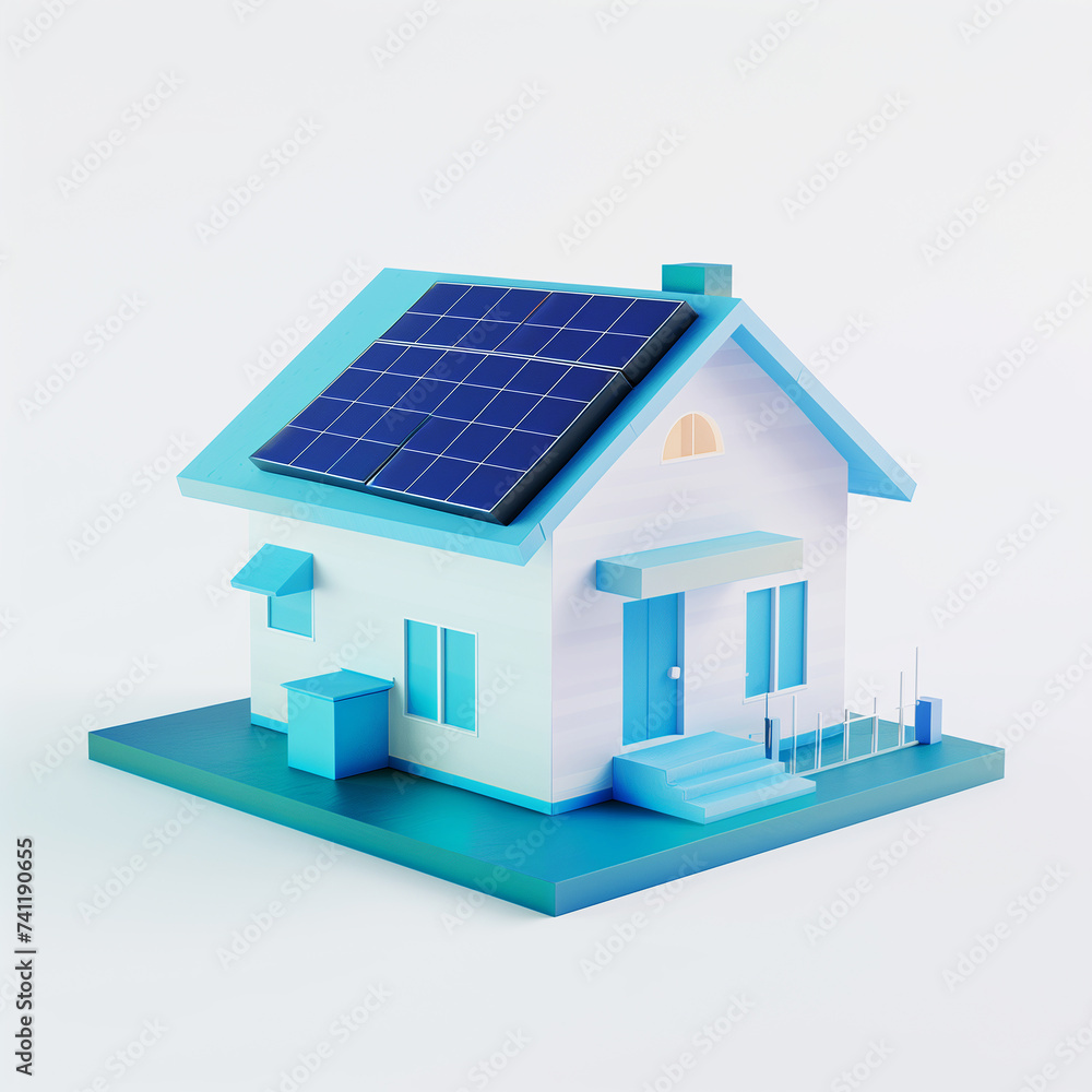 3D sweet home with solar panel 3D sweet home with solar panel