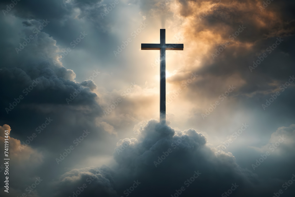 Cross of Jesus Christ with a dramatic background