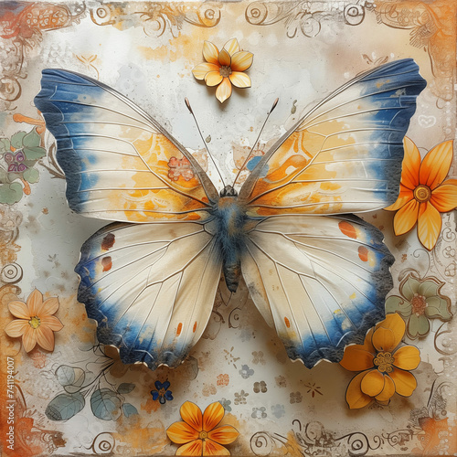 Splendida farfalla in chiari toni pastello  photo