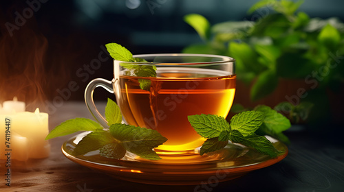 cup tea with leaf tea Cinematic Editorial food photography Generative AI