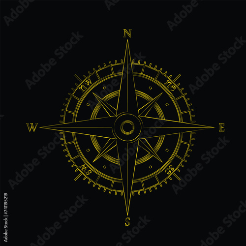 Compass golden logo outline design