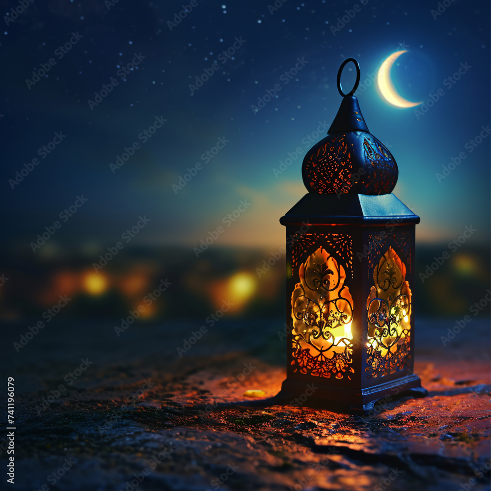 Ramadan background with a lantern, Holy Ramadan Kareem concept Ramadan background with a lantern, Holy Ramadan Kareem concept