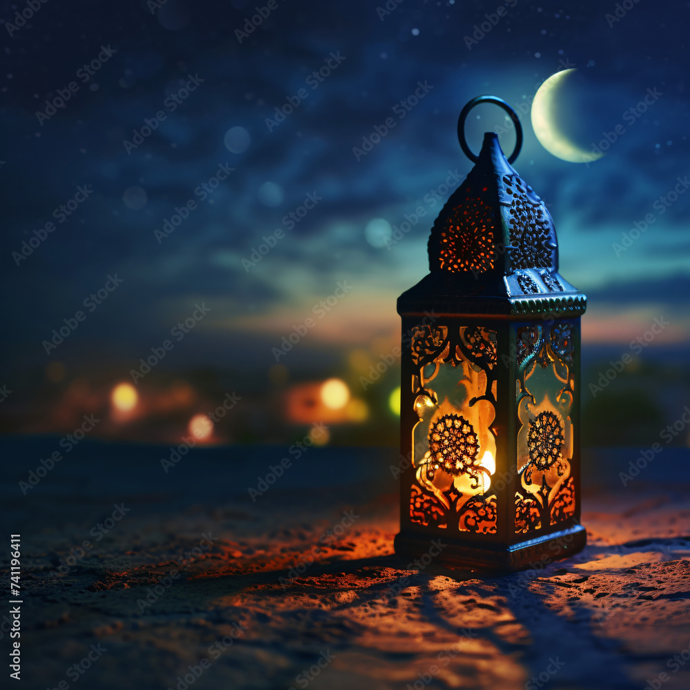 Ramadan background with a lantern, Holy Ramadan Kareem concept