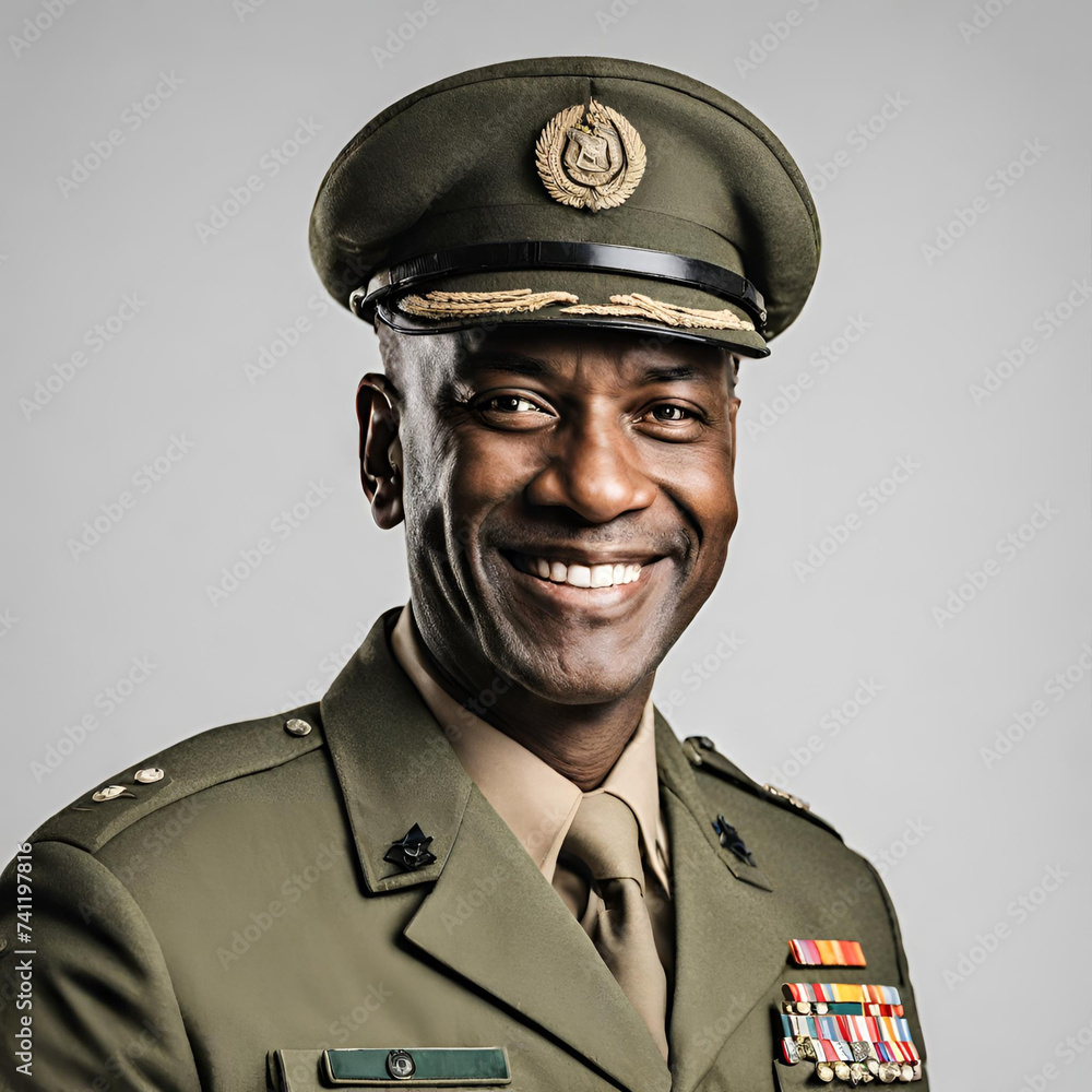 Happy Army General Facing Camera: Genuine Grin Happy Army General Facing Camera: Genuine Grin