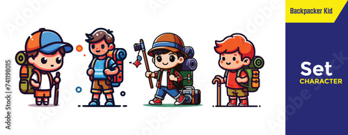 Backpacker kid vector can be resize photo