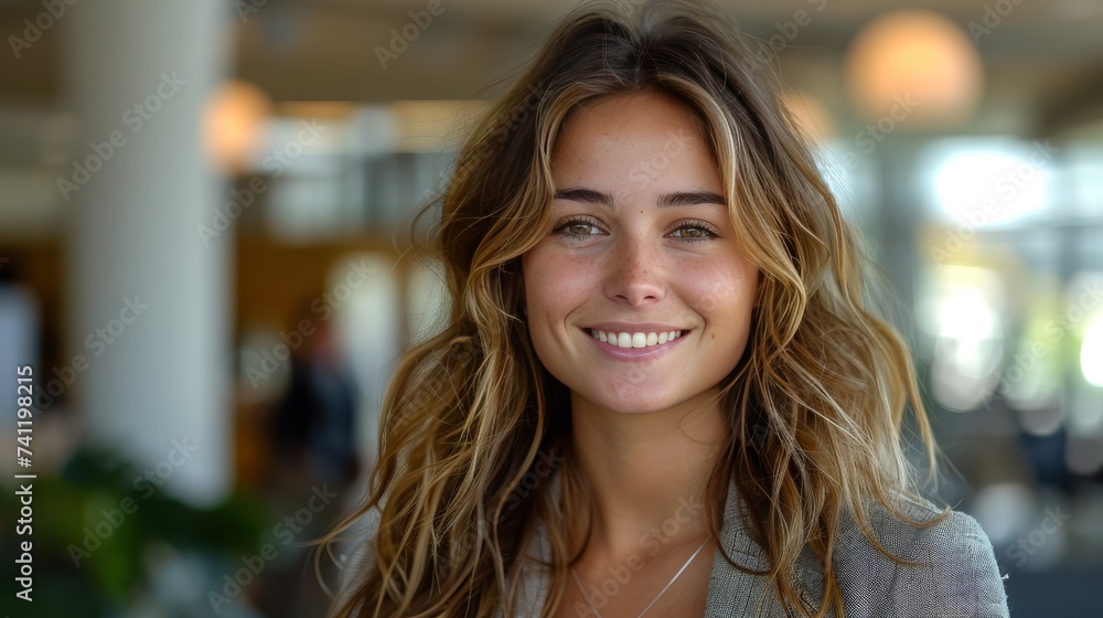 Portrait of a smiling woman in the city. Portrait of a smiling woman in the city.