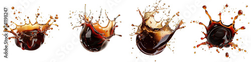 round-shaped soy sauce splashes Hyperrealistic Highly Detailed Isolated On Transparent Background Png File photo