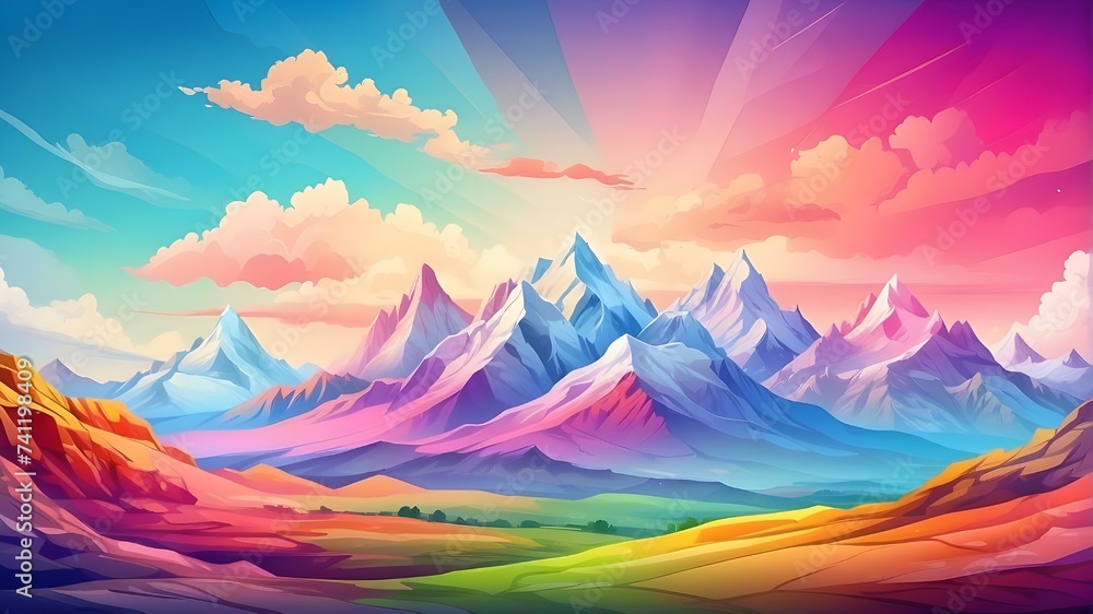 Beautiful  mountains colourfull background - obrazy, fototapety, plakaty 