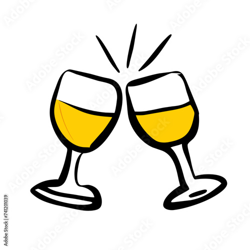 Doodle Cheers icon isolated. Cheers Glasses, Glasses
