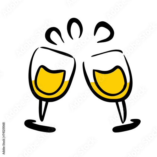 Doodle Cheers icon isolated. Cheers Glasses, Glasses
