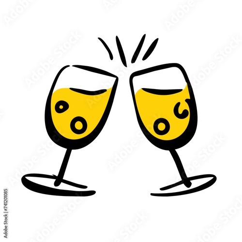 Doodle Cheers icon isolated. Cheers Glasses, Glasses
