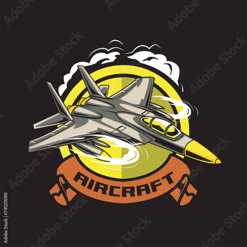Vector Illustration Air Jet from side view
with AIRCRAFT text Esport Logo