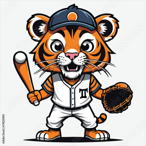 vector of tiger play baseball