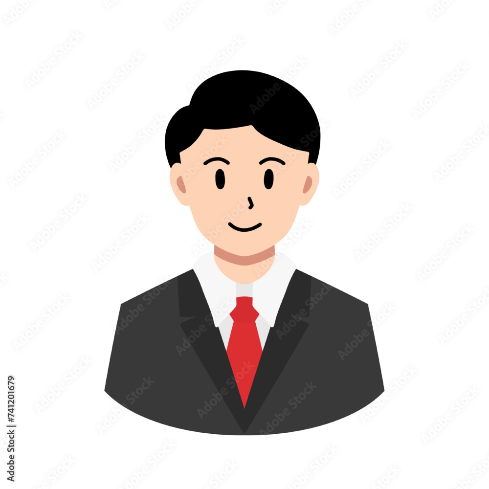 happy smile businessman avatar flat style vector illustration isolated on white and transparent background