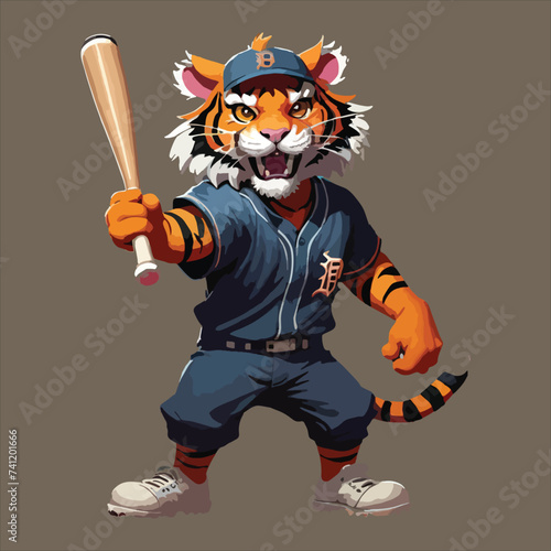 vector of tiger play baseball