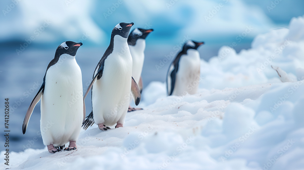 Penguins on the snow, generative ai