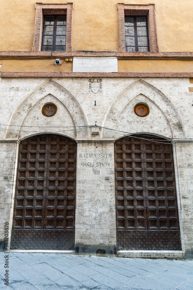 Entrance of Università di Siena - Palazzo del Rettorato in Siena, Tuscany, Italy