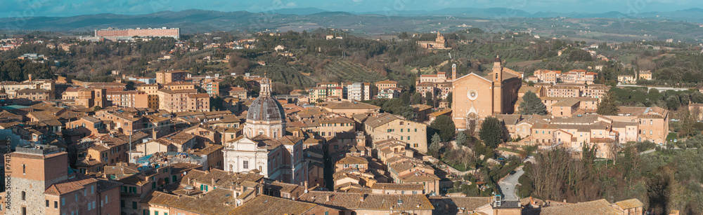 Cityscape of Siena seen from Torre del Mangia, Tuscany, Italy
