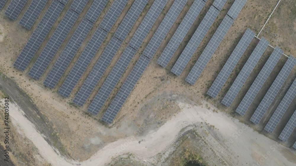 Aerial view of solar power station power At the solar power plant 4k Aerial view of solar power station power At the solar power plant 4k