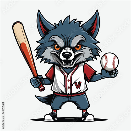 vector wolf play baseball