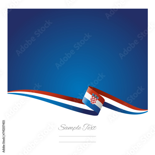 Abstract color background Croatia flag ribbon vector
