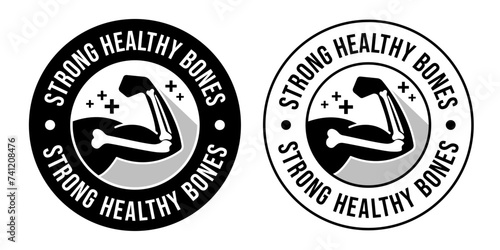 Calcium strong muscles bones. Strong healthy bones icon. Human health medical pictogram. Outline sign useful for packaging web graphic design. Medicine, healthcare concept.