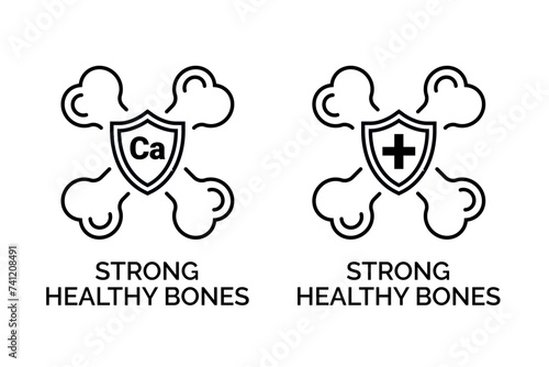 Calcium strong muscles bones. Strong healthy bones icon. Human health medical pictogram. Outline sign useful for packaging web graphic design. Medicine, healthcare concept.