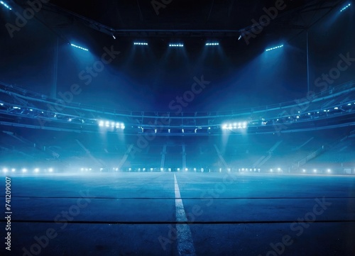 Football Stadium Nights Field Backdrop with Blue Lights