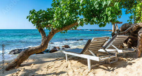Beautiful Indian Ocean coastline on the island of Sri Lanka, Mirissa.