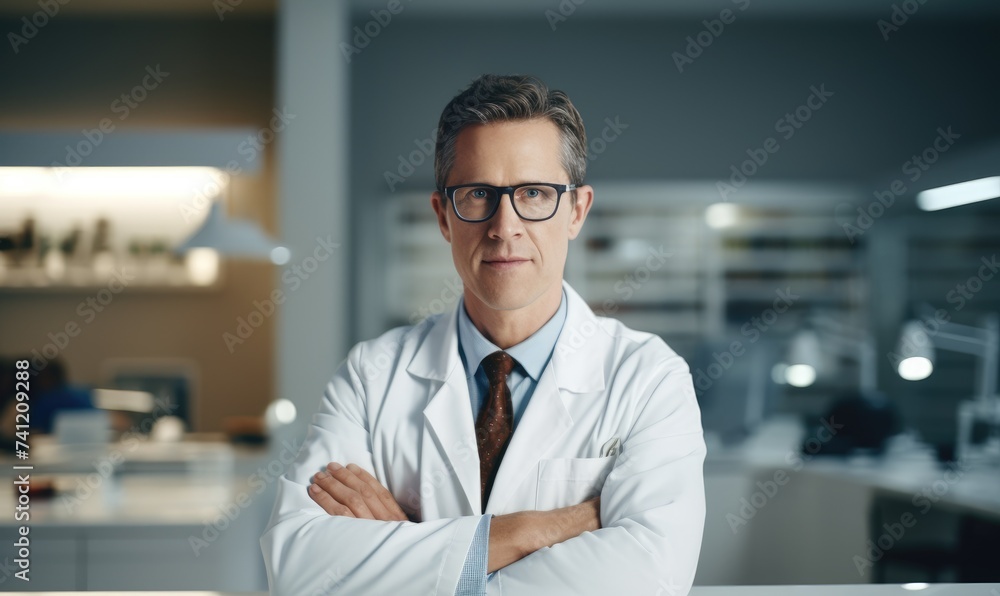 A serious male doctor in a white coat A serious male doctor in a white coat