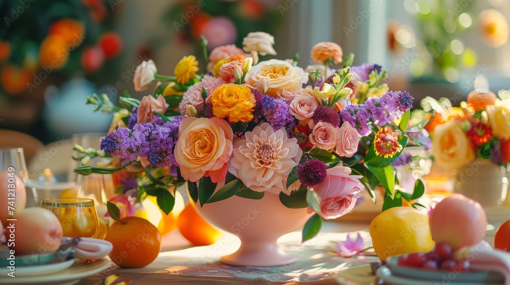A vase of flowers sitting on top of a table
