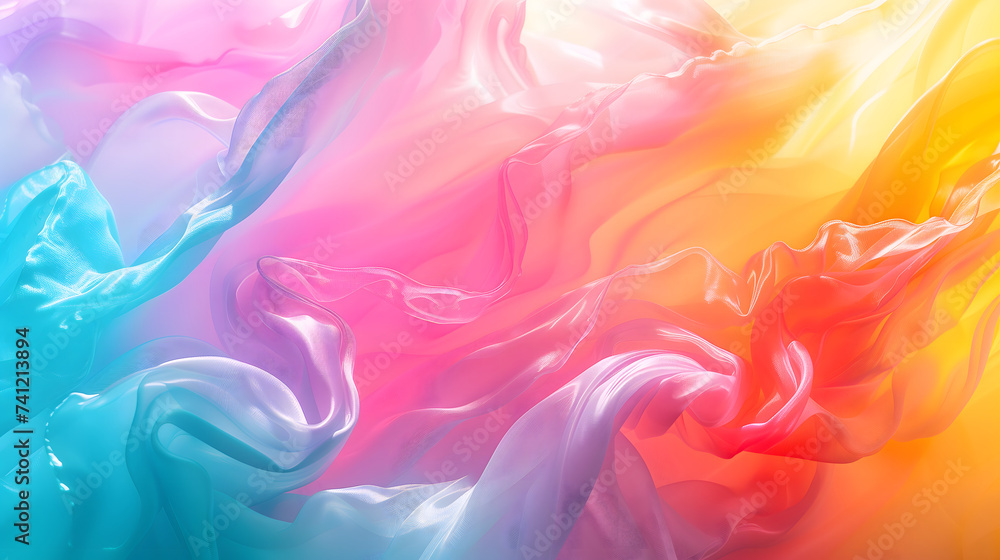 Fototapeta premium Vibrant abstract background with copy space for Women's Day promotions. Vivid soft bright colorful rainbow color scheme. Fluid composition image with blank space for quote.