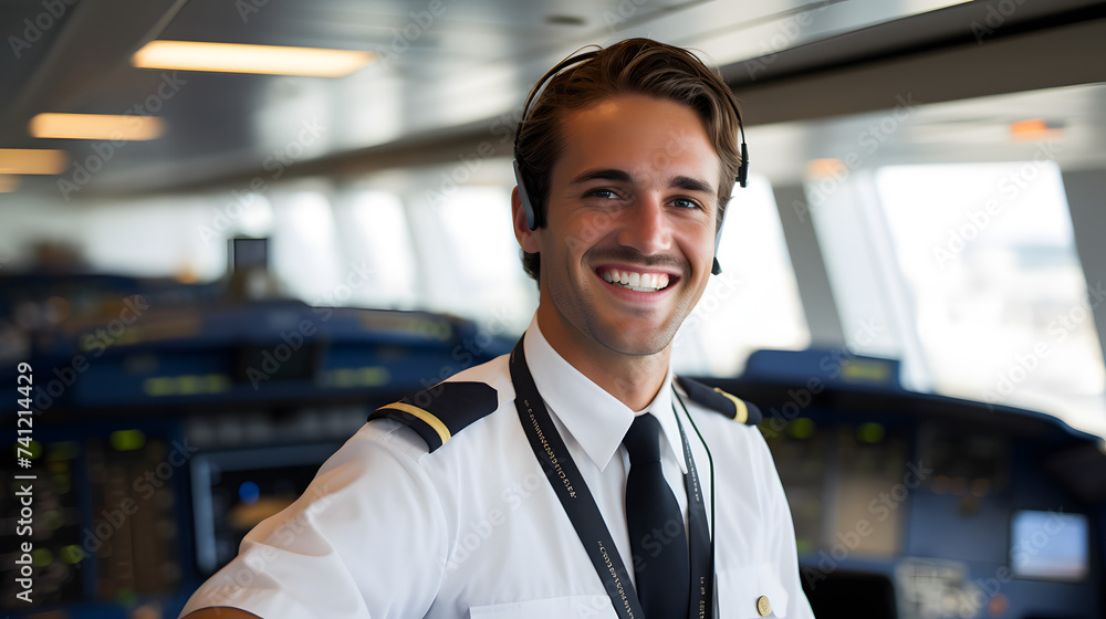 Obraz premium smiling pilot in the airport