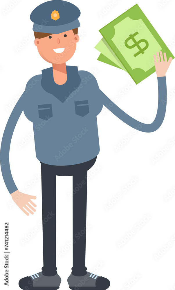 Police Character Holding Dollar Banknotes
Police Character Holding Dollar Banknotes