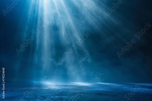 Bright Light Shines in Dark Blue Water. Generative AI