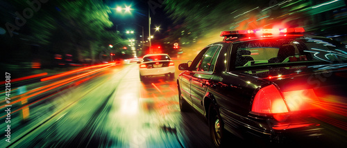 the police in hot pursuit of a runaway driver speeding through the city streets