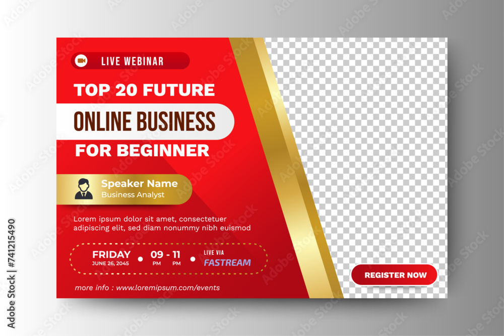 Fototapeta premium Live webinar online business conference web banner and social media cover template design