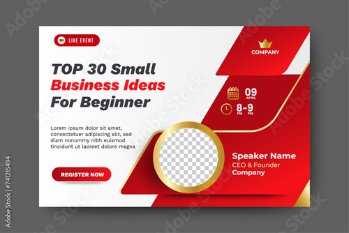 Live webinar online business conference web banner and social media cover template design