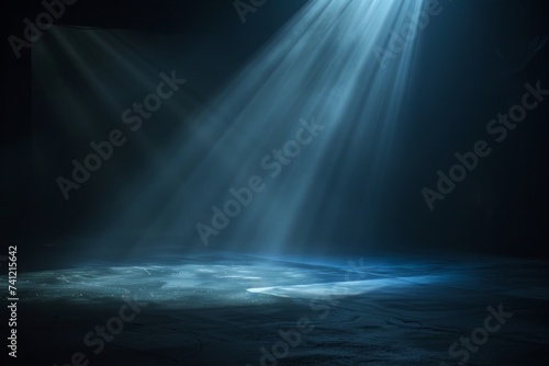 Beams Of Light Illuminating Dark Room. Generative AI © Lukasz Czajkowski