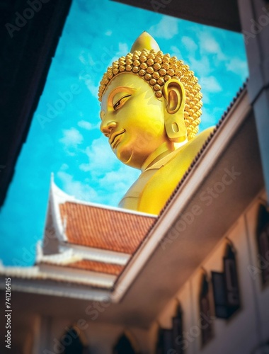 Wat Pak Nam Phasi Charoen  Phra Buddha Dhammakaya Thep Mongkol, a Buddha image in the posture of meditation was built.  At 69 meters high, it is the tallest Buddha statue in Bangkok and the third tall photo