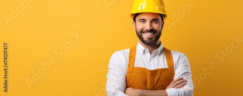 Young architect man wearing builder safety helmet over isolated background happy face smiling with crossed arms
