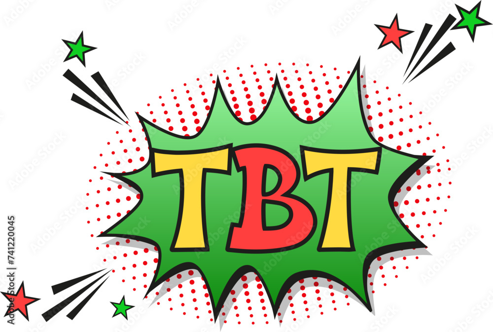 abbreviation tbt throwback thursday in retro comic speech bubble with