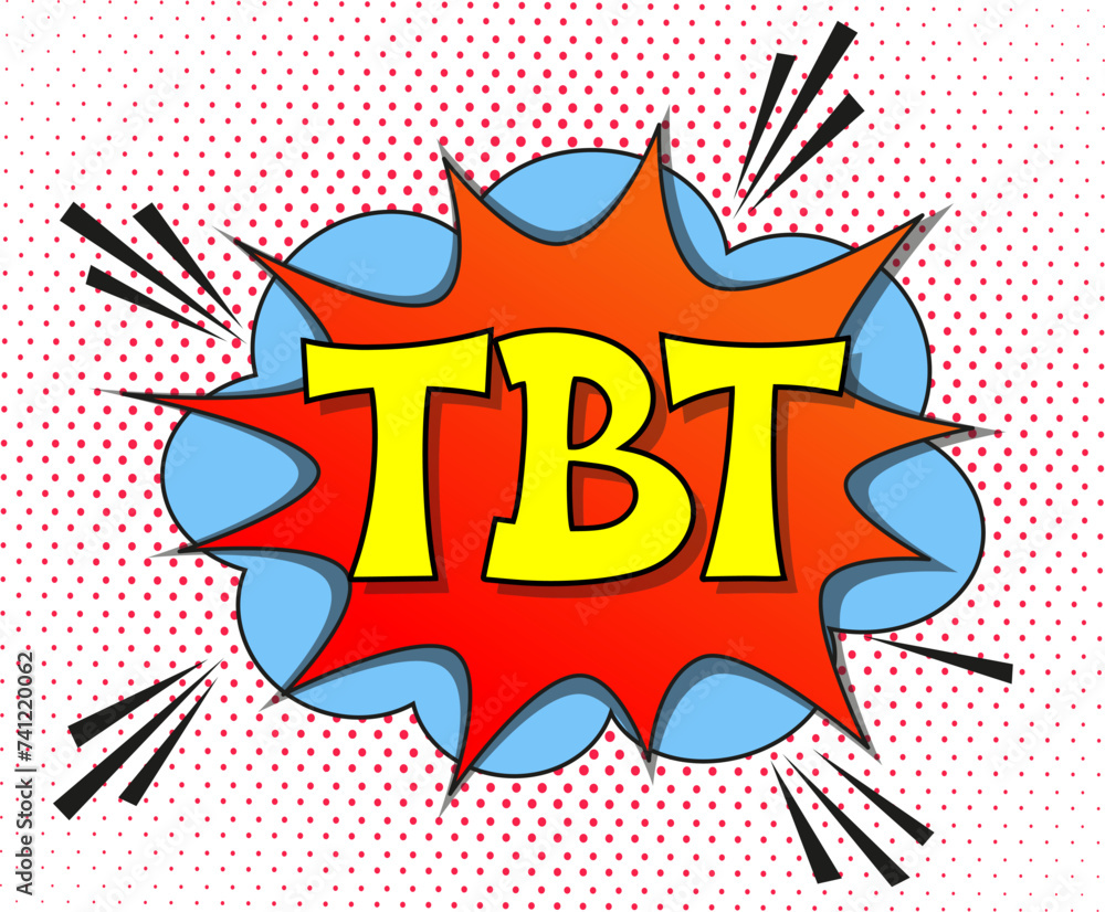 abbreviation tbt throwback thursday in retro comic speech bubble with