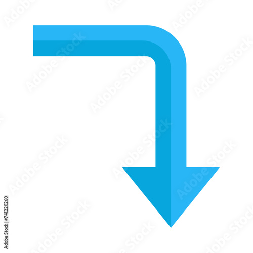 Turn Down Vector Flat Icon Design