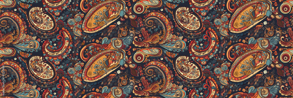seamless paisley pattern is an Indian traditional oriental ornament. Decor for fabric