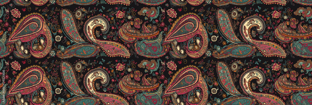 seamless paisley pattern is an Indian traditional oriental ornament. Decor for fabric