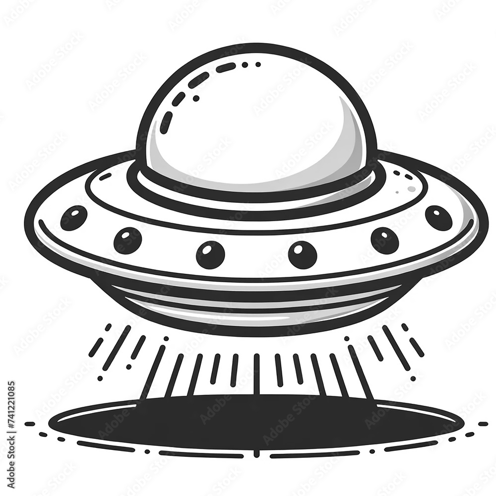 the image of a simple and playful cartoon-style UFO, designed for kids, suitable for a coloring book the image of a simple and playful cartoon-style UFO, designed for kids, suitable for a coloring book