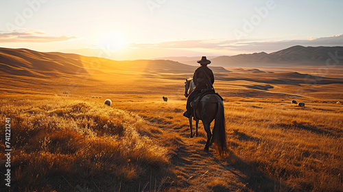 Tibetan man riding on horse