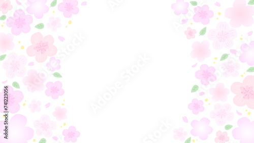A gorgeous cherry blossom background inspired by spring, a stylish hand-drawn illustration / 春をイメージした華やかなさくらの背景、おしゃれな手描きイラスト